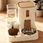 Distributeur nourriture et eau pour chat chien 23L+13L mangeoire automatique bol inox couleur beige‑marron