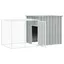 Clapier en acier galvanisé - WIENS - 200x91x100 cm - Gris - Porte 465x85 cm - Ventilé - Sécurité renforcée