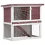 Clapier dextérieur en bois - Happiness - 1 porte - Marron et blanc - 90x45x80 cm - Treillis métallique en fer