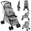 MIPAN.Double Couche Poussette pour Chien Chat Animaux - Animaux Voyage Poussette - Pliable Chien Chat À Quatre Roues Chariot - Gris