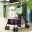 Poussette Animaux FIANAO – Pliable – Capote 180° – Roues Pivotantes – Frein Double – Grand Panier de Rangement – ROSE