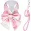 Ensemble harnais et laisse pour chien - MHY® - Nœud papillon - Dégradé arc-en-ciel - Maille douce - Sans traction - XS