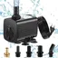 Pompe a Eau 30W 2500L/H Pompe Aquarium Ultra Silencieux Pompe Bassin avec 1.9m Câble 5 Buses Pompe Eau Submersible Pour Fontaines