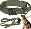 Collier Tactique Réglable Pour Chien Avec Poignée De Contrôle Et Boucle En Métal Livré Avec Une Laisse Élastique, L(42-54cm), Vert
