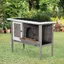 Clapier en bois pour lapin avec toit en asphalte mangeoire plateau amovible et 2 portes 91 x 46 x 71 cm gris