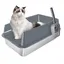 Bac à Litière pour Chat en Inox - Semi-Fermés - Avec Pelle à Litière - Facile à Nettoyer - 40x60x30 cm - Gris