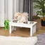 Gamelle Surélevée Double en Bois Blanc Élégante avec 2 Bols Inox 09L pour Chiens/Chats