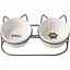 Gamelles Surélevées pour Chat Bol Double pour Chat Déjeuner Céramique(2x400ml)pour Nourriture/Eau (Blanc - Noir)