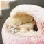 Lit caverne pour chat et animal compagnie sac couchage en peluche douce en forme beignet chaud pour Peluche rose 35 cm CORBEILLE