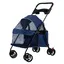 Poussette Pour Animaux - CURFAIR- Animaux Voyage Poussette pour Chien - Avec Sac de Rangement et Housse de Pluie - Bleu