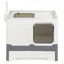Bac à litière pliable pour Chat avec pelle - ERROLVES - Gris et Blanc - Maison de toilette en PP - 45*35*38 CM