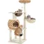 Arbre à chat - HOLISANE - 1375 cm - Rotin tressé - Beige - Cachette ronde