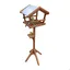 Relaxdays Mangeoire pour oiseaux sur support toit en métal résistant jardin et terrasse nichoir en bois orange
