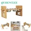 QUIIENCLEE-Support de gamelle en bambou pour chien avec 2 gamelles en acier inoxydable