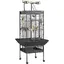 Grande Cage Oiseau Volière Perroquet Perruche Canari sur Roulettes - Noire Usage Intérieur et Extérieur