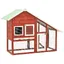 SOLO - Clapier lapin/poulets - JILLS Enclos 2 à 4 poules Rouge et blanc 140x63x120cm - Bois de sapin massif FT946505