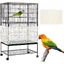 Housse pour cage à oiseaux – Filet blanc à marguerites cordon de serrage – Circonférence 220 cm – Anti-poussière et plumes