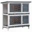 Clapier dextérieur 4 portes - Solide&Luxe - clapier lapin - Bois - Gris - 38 x 77 x 795 cm（41194）