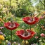 Bain doiseaux et abreuvoir à abeilles artisanal en métal (motif fleur sur tige) coupelle deau pour pollinisateurs améliorée et...