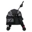 Poussette pliable pour Chien et Chat avec porte-gobelet, Pneus Rotatifs à 360° - Fenêtres en Maille - Doublure Amovible - Noir