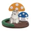 Lit pour Chat 3 en 1 COSTWAY, Forme de Champignon, Griffoir en Sisal, Boule à Ressort, Plateforme pour Chat avec Jouets Interactifs