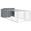 SALE dhiver Niche/Maison pour chien - UU - Grand Chenil - avec enclos Anthracite 153 x 396 x 110 cm Acier galvanisé CC357