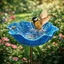 Abreuvoir À Oiseaux Sur Pied 65 cm Bain D’oiseaux En Alliage Résistant Intempéries Forme Fleur Bleu Pour Jardin Balcon