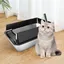 YIPEEMA. BAC À LITIÈRE POUR CHAT EN ACIER INOXYDABLE TOILETTES POUR CHAT NOIR 50*35*24CM.