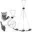 Jouets interactifs en plumes pour chat jouet rétractable，Jouets interactifs suspendus pour chats dintérieur (lot de 2)