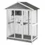 Grande cage oiseau volière à oiseaux intérieur exterieur 4 perchoirs bac à litière coulissant 112 x 68 x 154 cm gris