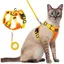 harnais chat laisse pour chat harnais souple et réglable anti-fuite veste respiranteavec bandes réfléchissantes Orange et Jaune S
