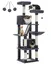 PAWZ Road Grand Arbre à Chat Multi-Niveaux avec 6 Poteaux à Griffer, 2 Griffoirs, 2 Niches, 2 Pompons & 1 Hamac, 180cm Gris Foncé