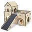 Cachette pour cochon dInde - Jouet en bois pour cochon dInde - Avec escalier et tapis - 2 animaux - Pour hamsters lapins02