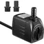 Pompe à eau submersible 1500L/H - Ultra silencieuse - 25W - Hauteur de levage 2m - Débit réglable - 2 buses HBCL
