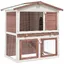 Clapier dextérieur en bois - vidaXL - 3 portes - Brun - 94x60x98 cm - Toit imperméable vert - Rampe antidérapante