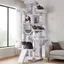 Arbre à chat XXL - HOLISANE - 180 cm - Gris clair - Corde en sisal - 3 plateformes - 2 maisons - Panier