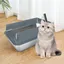 YIPEEMA. BAC À LITIÈRE POUR CHAT EN ACIER INOXYDABLE TOILETTES POUR CHAT GRIS 50*35*24CM.