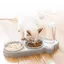 3 en 1 Gamelle pour Petit Chat et Chien Distributeur dEau Gamelle Double 360° Rotation Gris Label