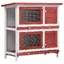 Prix bas - Anti-UV Clapier dextérieur-Cage Poulailler - 4 portes Rouge Bois （384403498837)