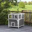 10460 Maison pour chats 2 niveaux avec balcon abrité toit ouvrable extérieur intérieur gris clair