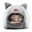 Lit-tente-grotte pour chats et chiots sac de couchage semi-fermé et moelleux canapé pour animaux dintérieur