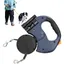 Laisse rétractable automatique double face pour chien - Laisse rotative de 3 m - Anti-nœuds - Bande réfléchissante + Veilleuse