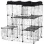 Cage parc enclos pour petits animaux chats visons modulable 3 niveaux 2 portes rampe fil métallique 105 x 70 x 105 cm noir