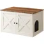 Meuble Litière Chat Maison de Toilettes Niche - Cache-litière à Séparateur Amovible Table Basse - 80 x 53 x 50 cm