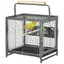 Cage de transport en acier pour perroquets cage à oiseaux avec 2 bols en acier inoxydable 2 perchoirs plateau noir