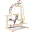 1 Aire de jeux pour oiseaux Structure en bois Avec échelle et balançoire Perchoir lisse Pour perruches et perroquets .