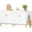 Meuble de litière caché pour chat - 119 cm adapté pour 2 chats - Couleur blanc et or