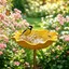 Mangeoire pour oiseaux en forme de fleur jaune - Abreuvoir de jardin - Diamètre 15 cm hauteur 65 cm