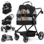 Poussette Pour Chien Pliable, Animaux Chariot Jusqu'À 22 Kg Avec Étui De Transport, Fenêtre En Filet, Panier De Rangement