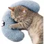 Petit oreiller pour chats jouet apaisant ultra doux et moelleux pour animaux de compagnie demi-beignet  - Bleu brume